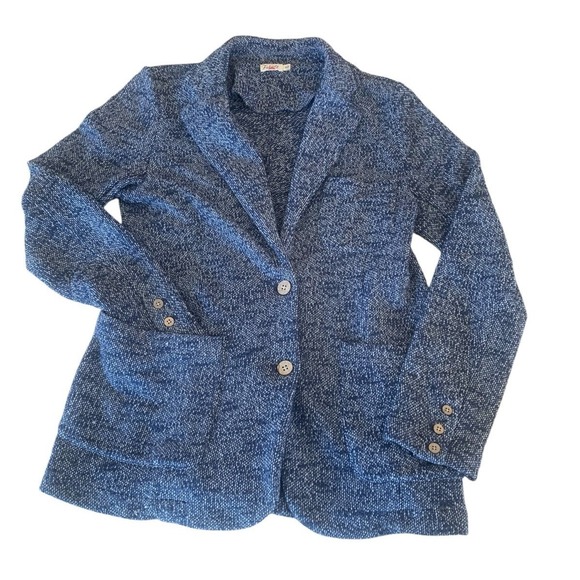 Faherty Jackets & Blazers - Faherty Women's Inlet Knit Blazer Navy Blue Melange M Soft Jacket Coastal